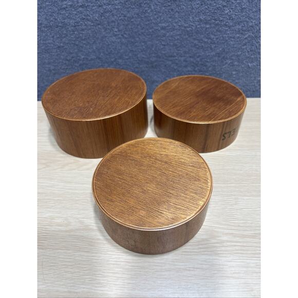 Vintage Rossini Mid Century Modern Set 3 Hand Made Wood Nesting Snack Bowls Teak - Picture 4 of 11